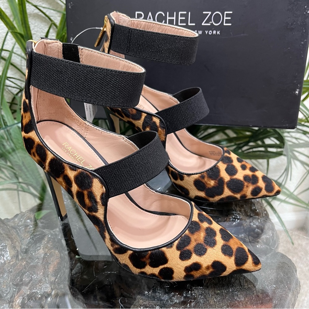 🐆NIB🐆 Rachel Zoe Calf Hair Leopard Print Zippered Back Stiletto Heel  Size 6